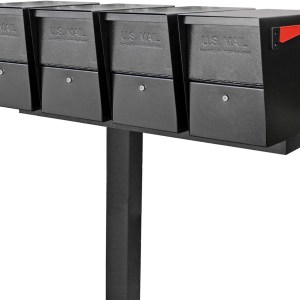 Four Lockable Mailbox XL's with Post Black - Installed