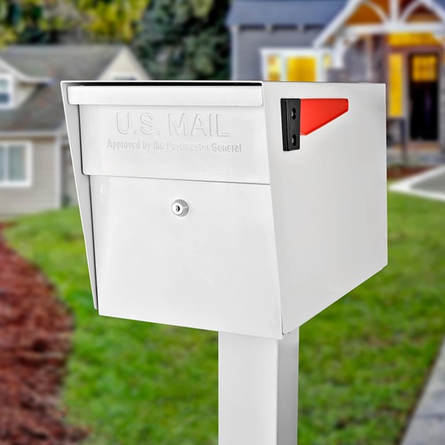Lockable Mailbox With Post XL White - Installed - Image 2
