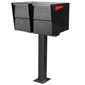 Two Lockable Mailbox XL's with Post/Base Plate Black - Installed