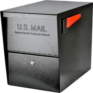 Package Lockable Mailbox With Post/Base Plate XXL Black - Installed