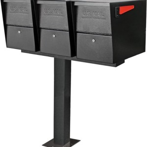 Three Lockable Mailbox XL's with Post/Base Plate Black - Installed
