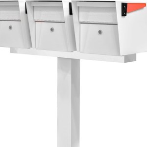 Three Lockable Mailbox XL's with Post White - Installed